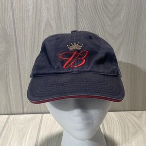 Budweiser Beer Adjustable Hat / Cap Navy Blue Anheuser-Busch Brew Gold Crown